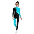 thumbnail image 5 of iiniim Girls Long Sleeve Shiny Rhinestone Gymnastics Leotard Full Length Figure Skating Jumpsuit Bodysuit Light Blue 12, 5 of 7