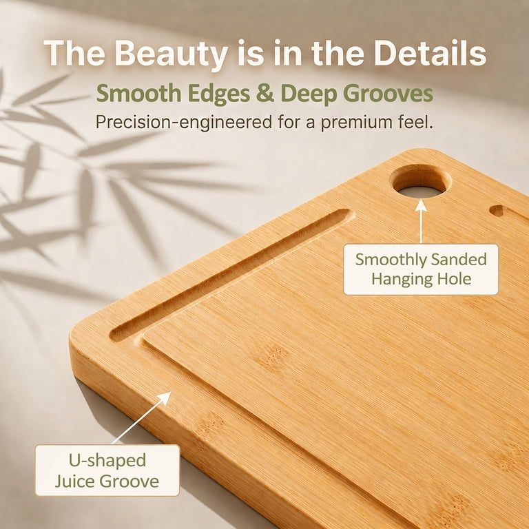 Vesteel Bamboo Cutting Board Set, 3-Piece photo 2