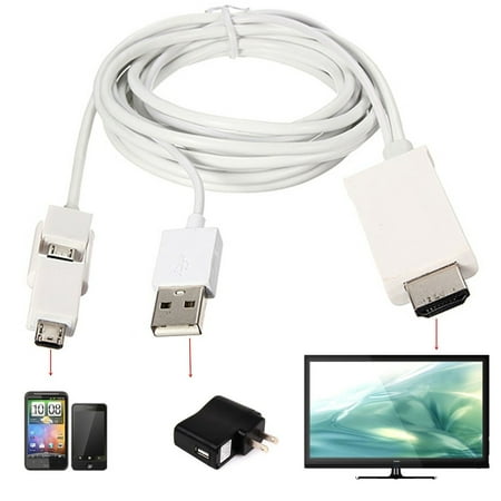 8.2ft Full HD 1080P 5 Pin & 11 Pin Micro USB to HDTV Adapter Converter Cable Charger for Android Mobile Phone Samsun g Galaxy S3 S4 S5 Note2 Note3 Note4 10.1 Tab S 8.4 Tab S (Best Android For Galaxy S3)