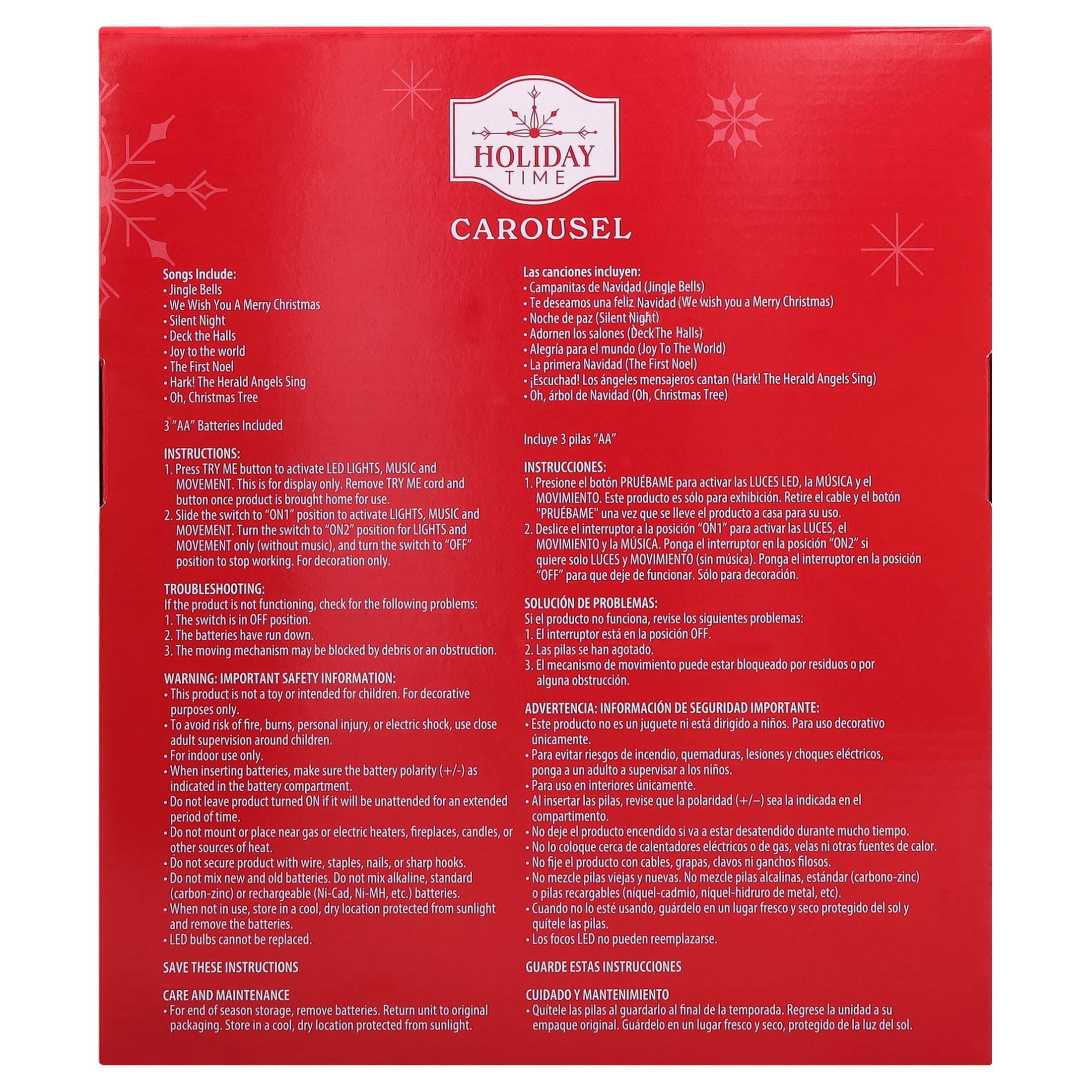 Light-Up and Musical Carousel Christmas Village Decoration, Multicolor, 12", by Holiday Time