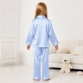 thumbnail image 6 of Hessimy Toddler Boys Girls Spring Summer 2Pcs Long Sleeve Button Pajamas Casual Set, Button Pjs Style,1-11 Years(Light Blue,9-10 Years), 6 of 7