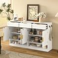 thumbnail image 2 of 59.1" Buffet Cabinet with 3 Drawers & 4 Doors, Multi-Functional Storage Buffet with Adjustable Shelf and Open Storage Compartments, Suitable for Dining Room, Living Room, Entryway, White, 2 of 9