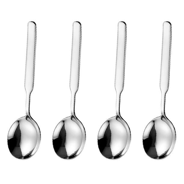 Xiao Hua Juego de 4 cucharas soperas, cuchara sopera redonda de acero inoxidable, adecuada para cocinas domésticas, fiestas y cenas.