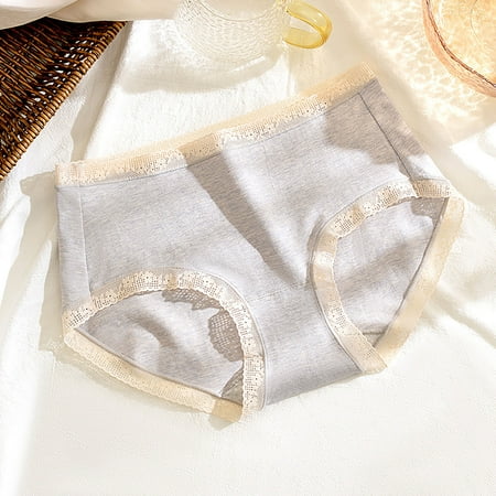 Special Promo: Panty  Bragas de Mujer  Fashion Women s Breathable Soft Stretch Panties Lace The Middle Waisted Briefs SOPATENOR Gray XL