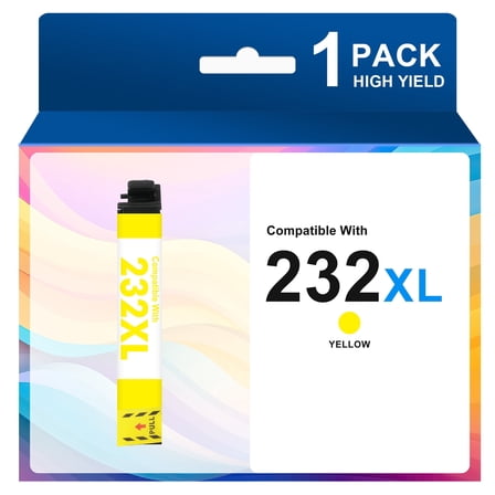 232XL Ink Cartridges 1-Pack Yellow, Compatible for Epson 232XL 232 Printer Ink Combo Pack for Workforce WF-2930 WF-2950 Expression XP-4200 XP-4205