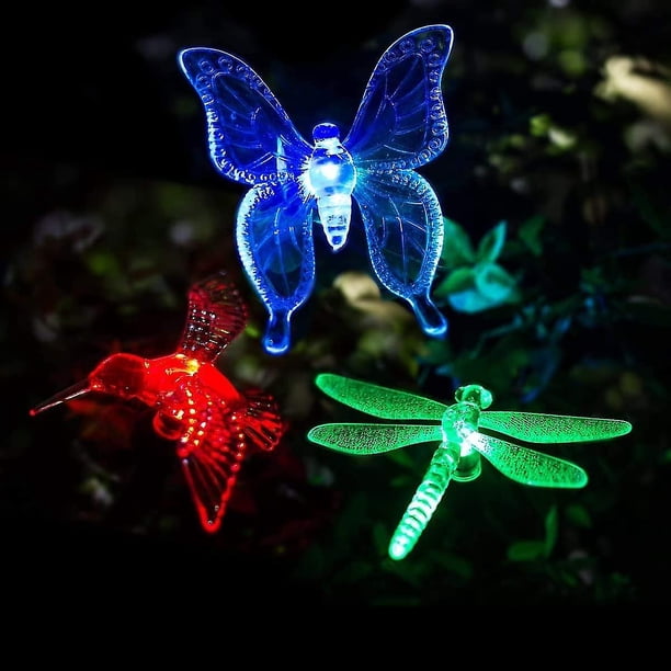 Luces solares para jardín, paquete de 3 luces solares para jardín al aire libre, LED que cambian de color multicolor