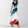 thumbnail image 4 of Women's 4th of July Patriotic Dress, Women Summer V-Neck Short Sleeve Dress, Sexy Independence Day American Flag Printed Maxi Design, Lightweight Bohemian Style for Outdoors,Turquoise XS, 4 of 5
