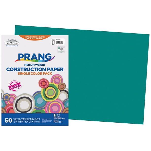 Papel de construcción Prang (anteriormente SunWorks), turquesa, 12" x 18", 50 hojas
