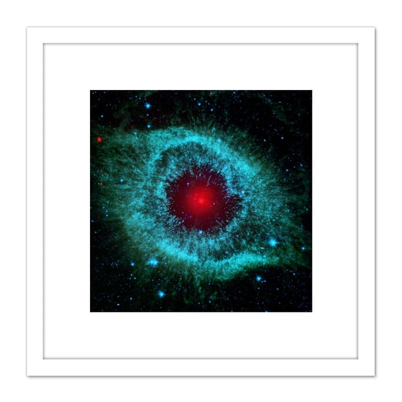 Helix Nebula Dust Comets Space Photograph 8X8 Inch Square Wooden Framed Wall Art Print Picture with Mount