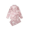 thumbnail image 2 of FEORJGP Women Satin Pajama Set Teen Girls Loungewear Long Sleeves Lapel T-Shirt Button Shirt Peacock Print Tops and Elastic Pants for Soft Loose Sleepwear Nightwear, 2 of 7