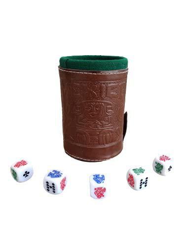 Spanish Poker Dice Cup Plastic Cubilete with Naipes and Poker... 