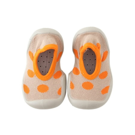 

Ferndule Toddler Floor Slippers Rubber Sole Sock Shoes Anti-Slip Socks Comfort First Walking Home Shoe House Slipper Prewalker Casual Orange 6C