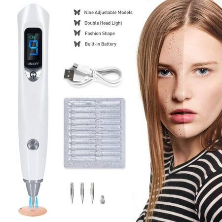Skin Tag Remover Faayfian Mole Remover Pen Professional Rechargeable Mole Freckle Skin Tag Spot Eraser Pro Beauty Sweep Spot Pen Kit With LCD Screen and Spotlight