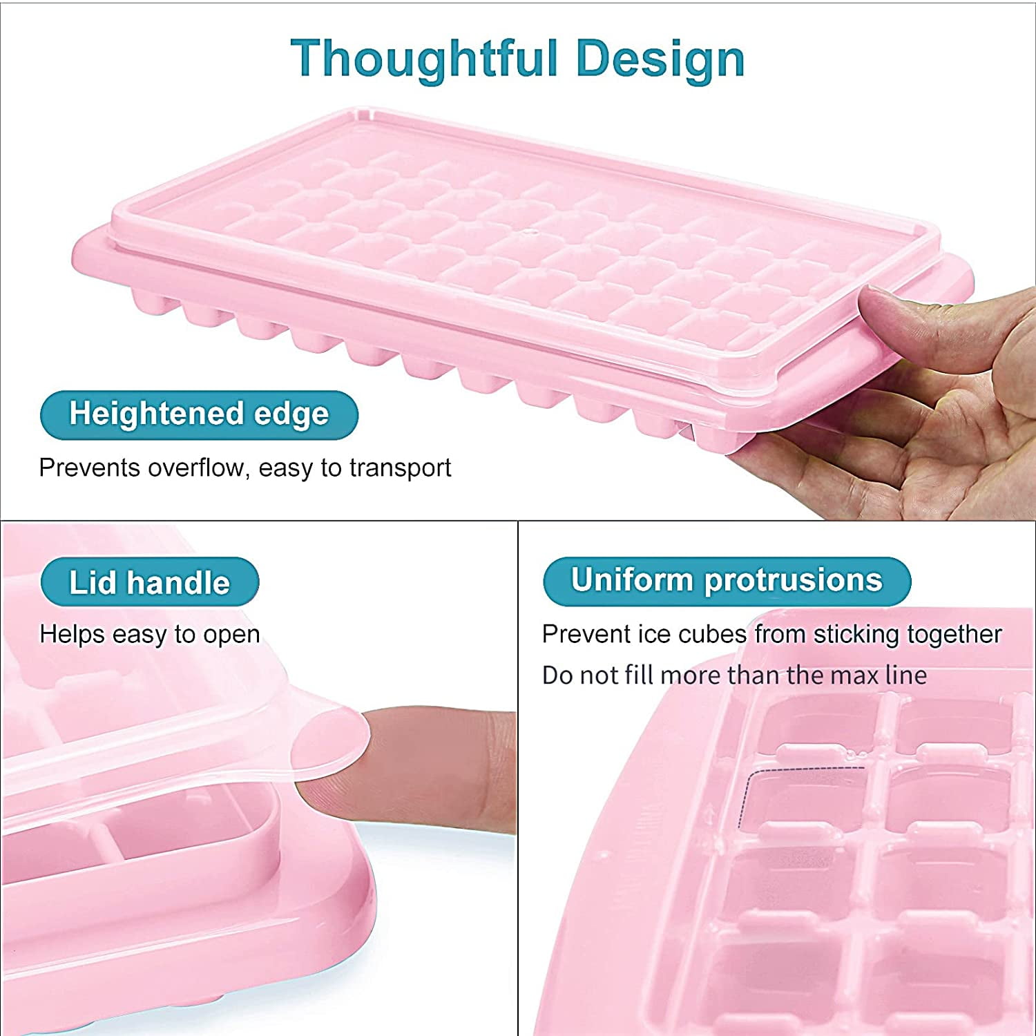 ARTLEO Ice Cube Tray with Lid and Storage Bin for Freezer, Easy-Releas –  Pink and Caboodle