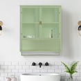 thumbnail image 2 of Bathroom Wall Cabinet,23.6'' W Glass Doors Modern Two-door Wall Cabinet with Open Shelf and Towel Rack for Bathroom,Green, 2 of 7