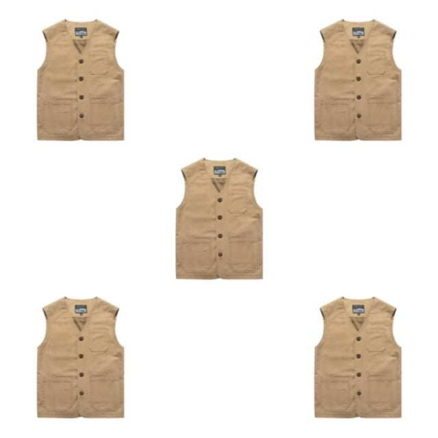 Guardoinrt Premium Cotton Vests With Multiple Pockets Gift Option Wide Application khaki M 5Set