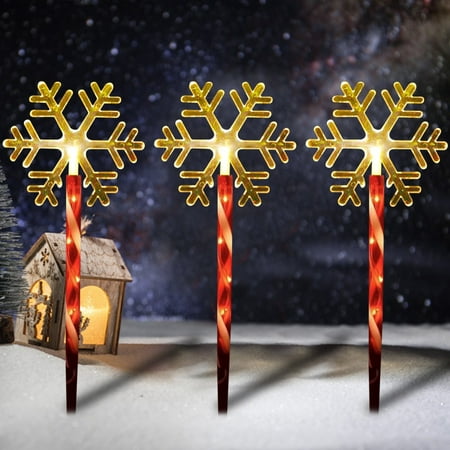 

Tnobhg 5Pcs Outdoor Solar Garden Lights IP44 Waterproof No Wiring Required Easy Install Snowflake Christmas Decorations Stake Lights