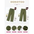 thumbnail image 4 of DOKOTOO Womens Cotton Pants Elastic Waist Straight Leg Pants with Pockets Lightweight Casual Pants Green S US 4-6, 4 of 10
