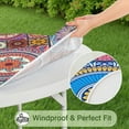 thumbnail image 5 of 44in Round Tablecloth with Elastic Edge, Waterproof Fitted Table Cover for 36-44" Tables, Boho Theme Polyester Reusable Table Cloths Wipe Clean for Picnic, Dining, Outdoor Use and Party Decor, 5 of 7