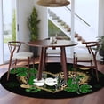 thumbnail image 3 of Round Area Rug 5 Ft, St. Patrick's Day Washable Non-Slip Circle Carpet for Living Room/Bedroom, Green Shamrock Leaf Gold Leopard Love Black Low-Profile Runner Mats Collection Rugs for Indoor, 3 of 8