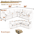 thumbnail image 5 of Modular Sectional Sofa Set, Convertible L Shaped Couch, 5 Seat, Reversible Sectional Sofa Couch, Upholstered,Corner Sofa, Rolled Arms, Soft Linen Fabric (Beige), 5 of 12