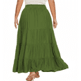 thumbnail image 3 of Beautybatik Avocado green Women Boho Gypsy Summer Elastic Waist Renaissance Maxi Flowy Long Tiered Plus Size Skirt 1X, 3 of 5