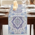 thumbnail image 3 of Table Runners 70 Inches Long Dress Scarves, Blue Purple Boho Farmhouse Coffee/Dining/Kitchen Table Decor, Holiday Table Runner, Vintage Abstract Art Floral Ethnic Tribe 13x70 Inch, 3 of 9