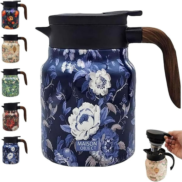 Raidley Vintage Floral Pattern Tea Pot, Doresty Tea Pot with Infuser, Vintage Floral Pattern Tea Built-in Infuser (Blue,1000ML)