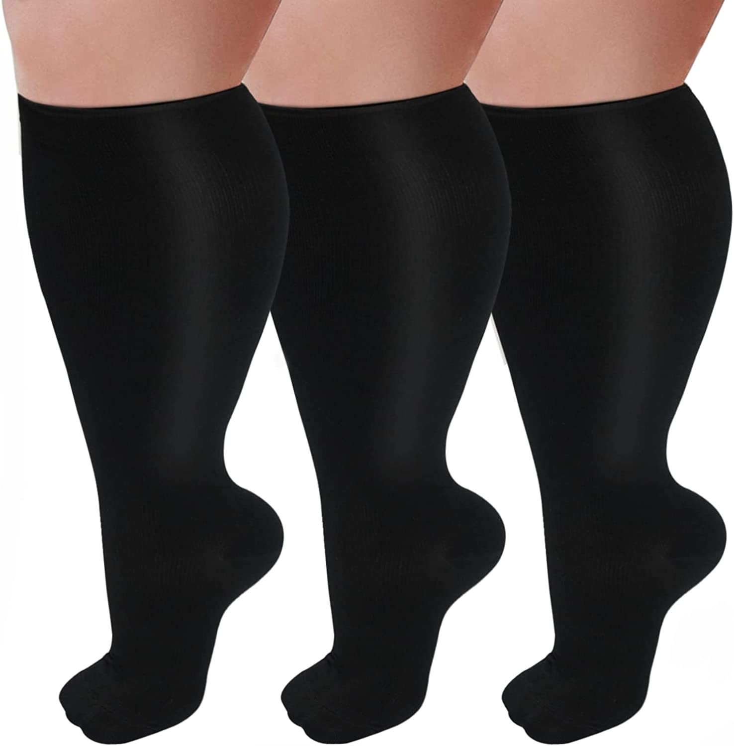 3 Pairs Plus Size Compression Socks for Women and Men Wide Calf 20