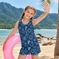 thumbnail image 3 of Xoenoiee Compass Rudder Lighthouse Print 2 Piece Tankini Swimsuits for Girls Seashell Boat Fish Athletic Bathing Suits with Pockets, Round Neck Swim Tank Top and Boy Shorts, 6-7 Years, 3 of 7