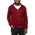 thumbnail image 4 of X RAY JEANS Mens Faux Shearling Shawl Collar Cable Knit Cardigan Sweater, Burgundy, 3XL, 4 of 8