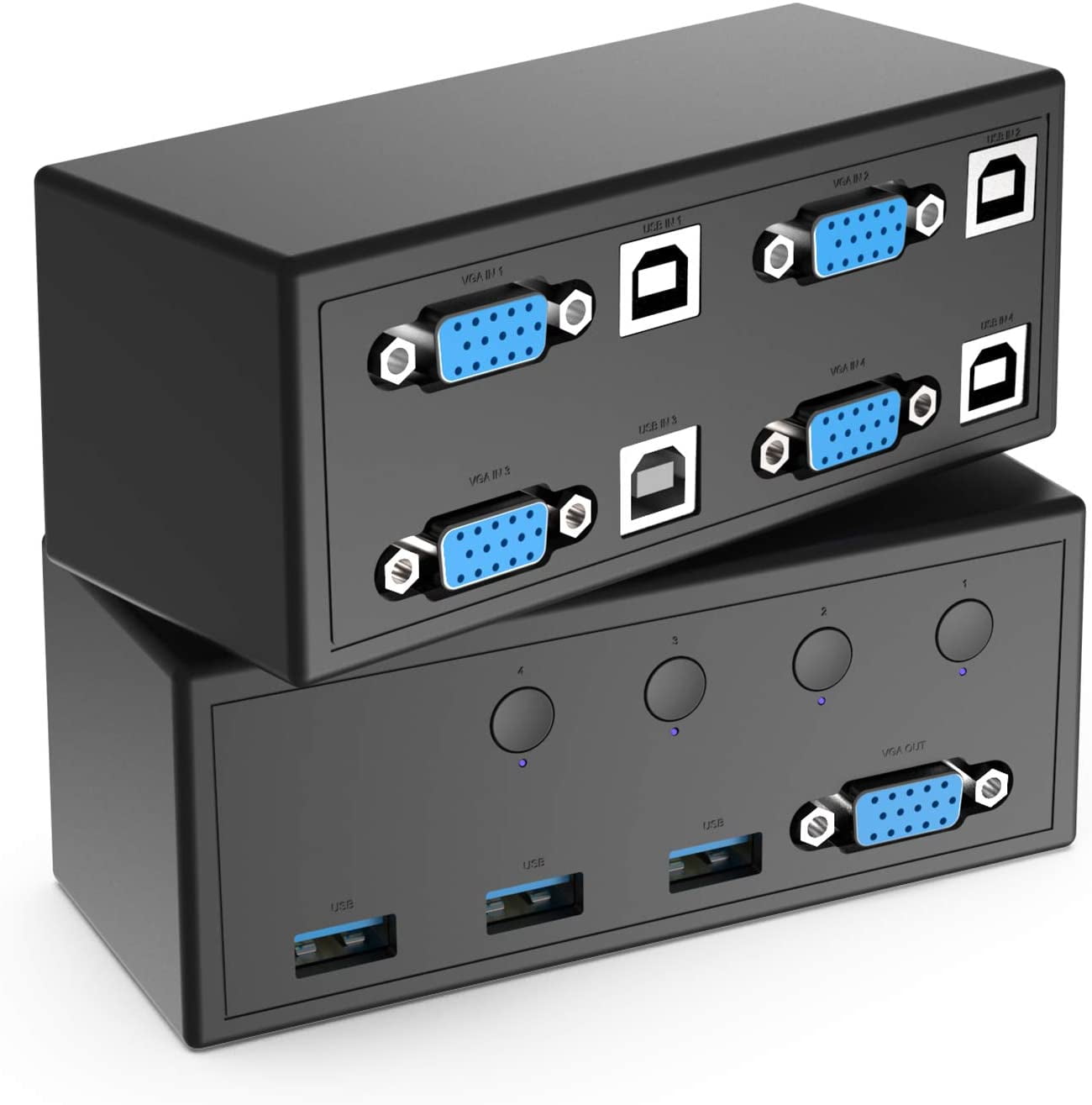 Rybozen KVM Switch Selector, USB VGA Switch Switcher 4 in