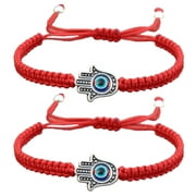 MOV 2pcs Handmade Evil Eye Braided Bracelet Evil Eye Charm Adjustable Bracelet Amulet Bracelets