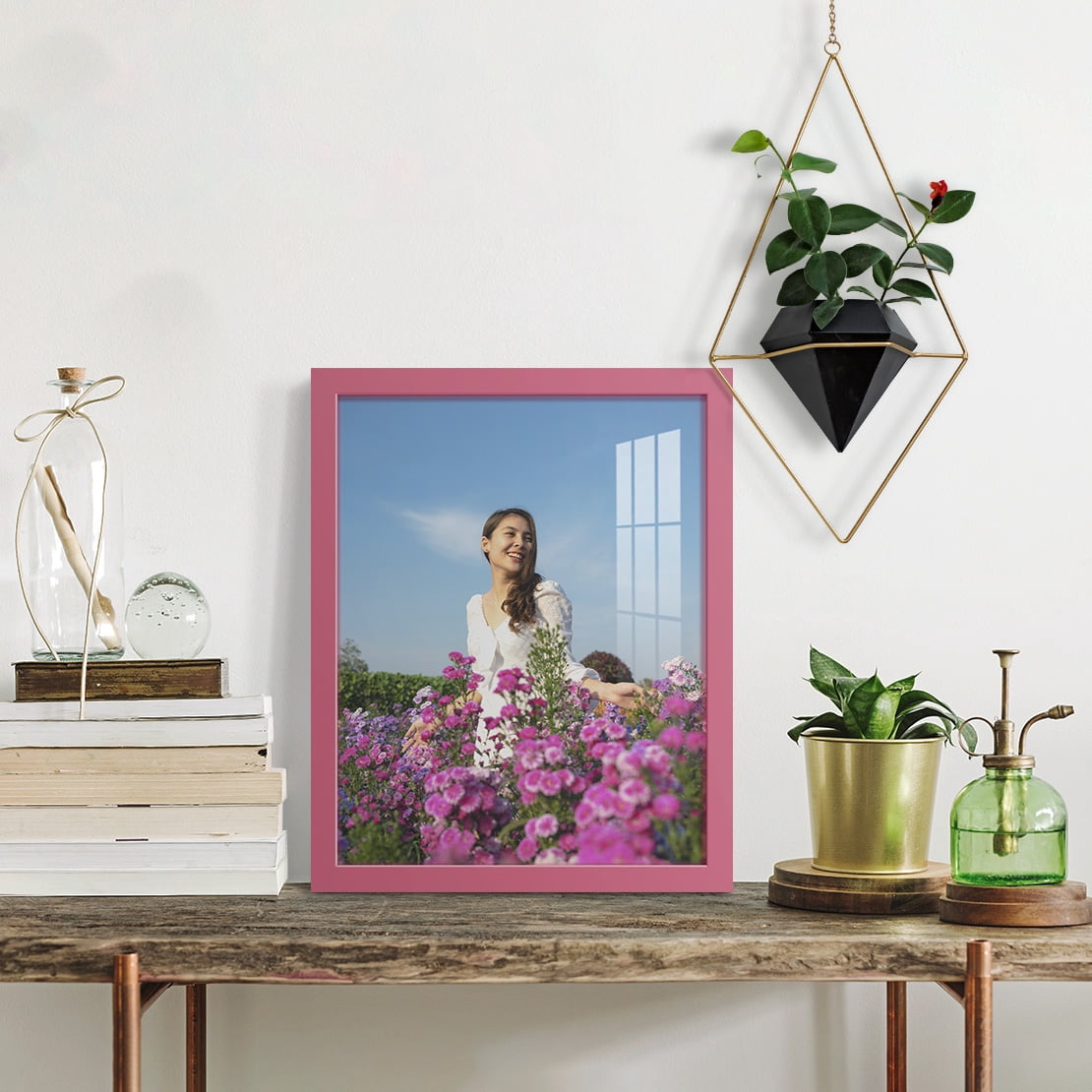 Modern Real Wood 11x14 inch Picture Frame in Hot Pink