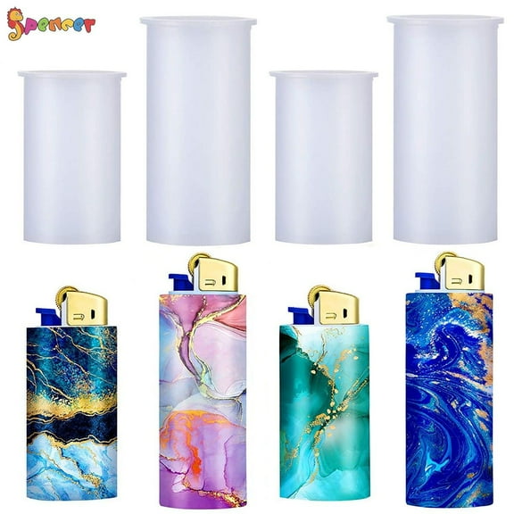Spencer 4Pcs Universal Lighter Cover Silicone Resin Mold, Lighter Protective Punch Epoxy Resin Mold Art Crafts