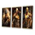 thumbnail image 3 of Designart "Fierce Superhero Valor Unleashed" Superheros Framed Wall Art Set Of 3 - Yellow Superheros Frame Canvas Set For Living Room Decor, 3 of 6