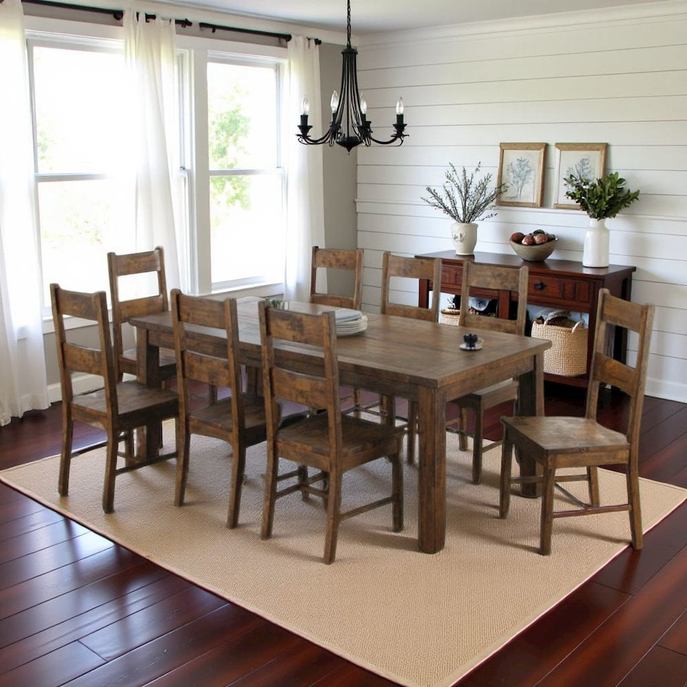 FurniFact Solid Wood Dining Table – Large Rectangular Kitchen Table for Dining