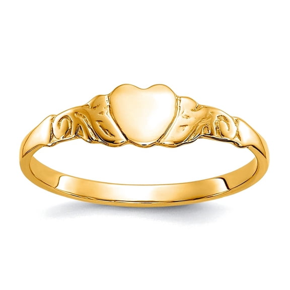 10k Solid Yellow Gold Love Heart Ring Size 4.50 Statement Ring for Women - .6 Grams