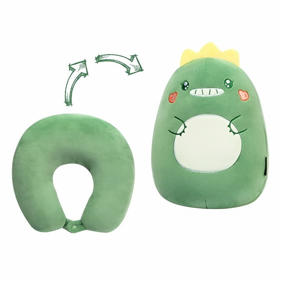 LAMIRO Kids Travel Pillow, 2-In-1 Convertible Neck Pillow, Soft Dinosaur Design, Lightweight Comfort Support