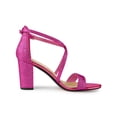 thumbnail image 4 of BLISSFUL STEP Women's Shoes Glitter Crisscross Strap Block Heel Sandals Hot Pink 8, 4 of 8
