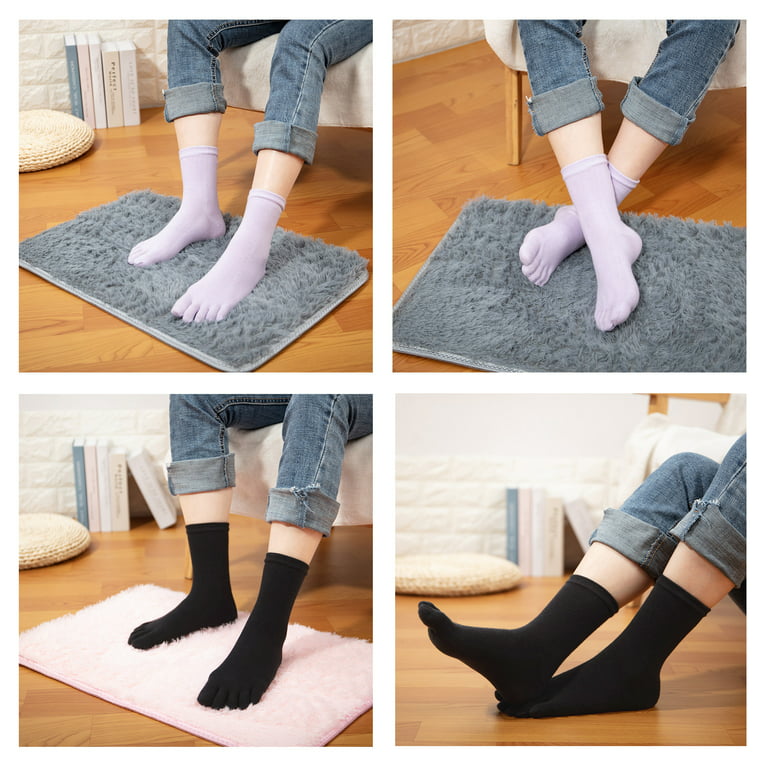 4 Pair Toe Socks for Women Socks Five Finger Socks Ankle High Elastic Five  Fingers Feet Toe Socks 