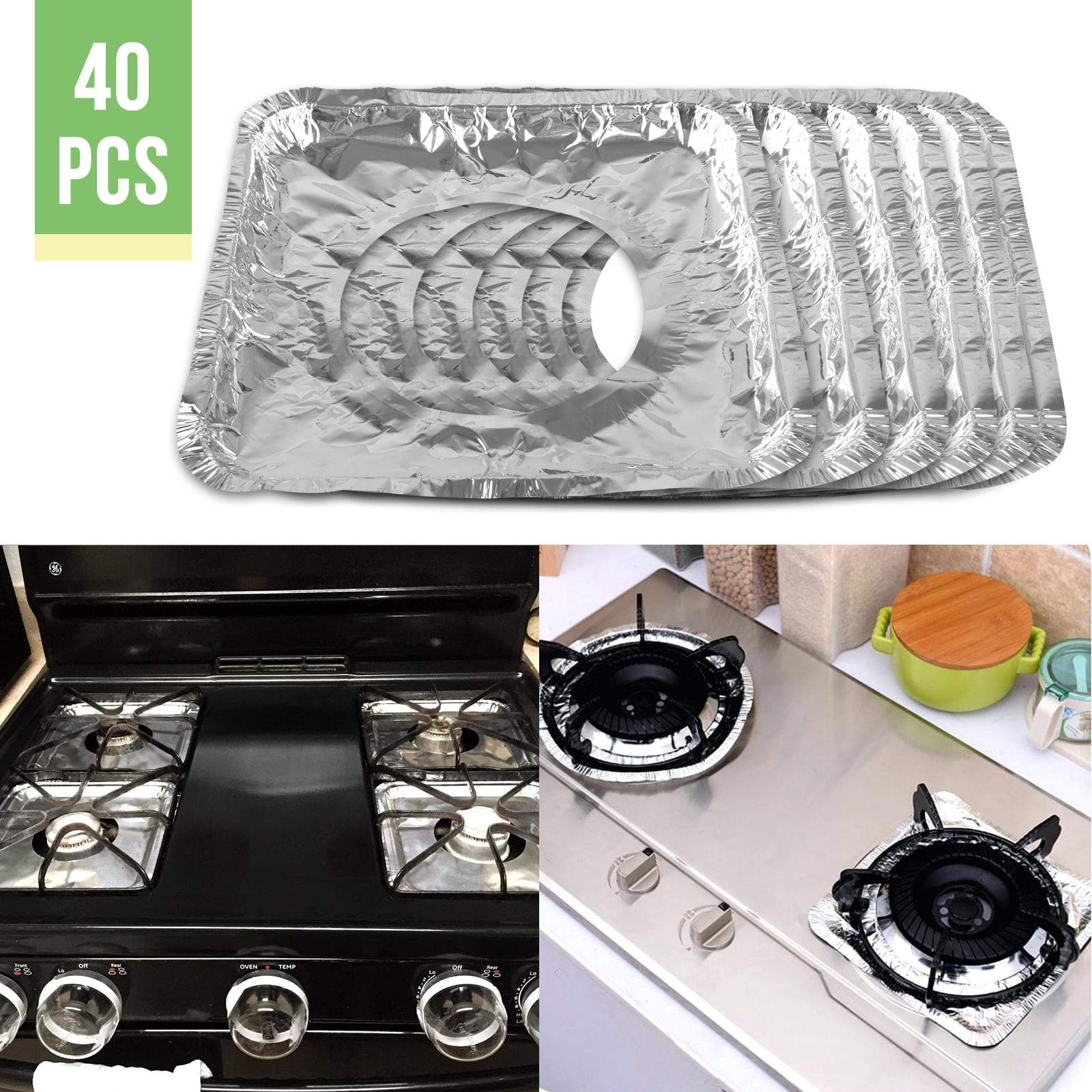 40pack Aluminum Foil Square Gas Burner Disposable Bib Liners Stove