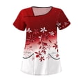 thumbnail image 2 of LHVUOA Scrub Tops for Women Stretch Kids Friendly Soft Comfy Short Sleeve Slant Collar Shirts Soft Nurse Uniform Overalls with Pockets, 2 of 4