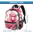thumbnail image 2 of Pink Monkey Gorilla Cute Bag Diaper Backpack Baby Cushion Backpack Backpack for School Teens with Adjustable Strap and Large Capacity, Printed Design, 2 of 6