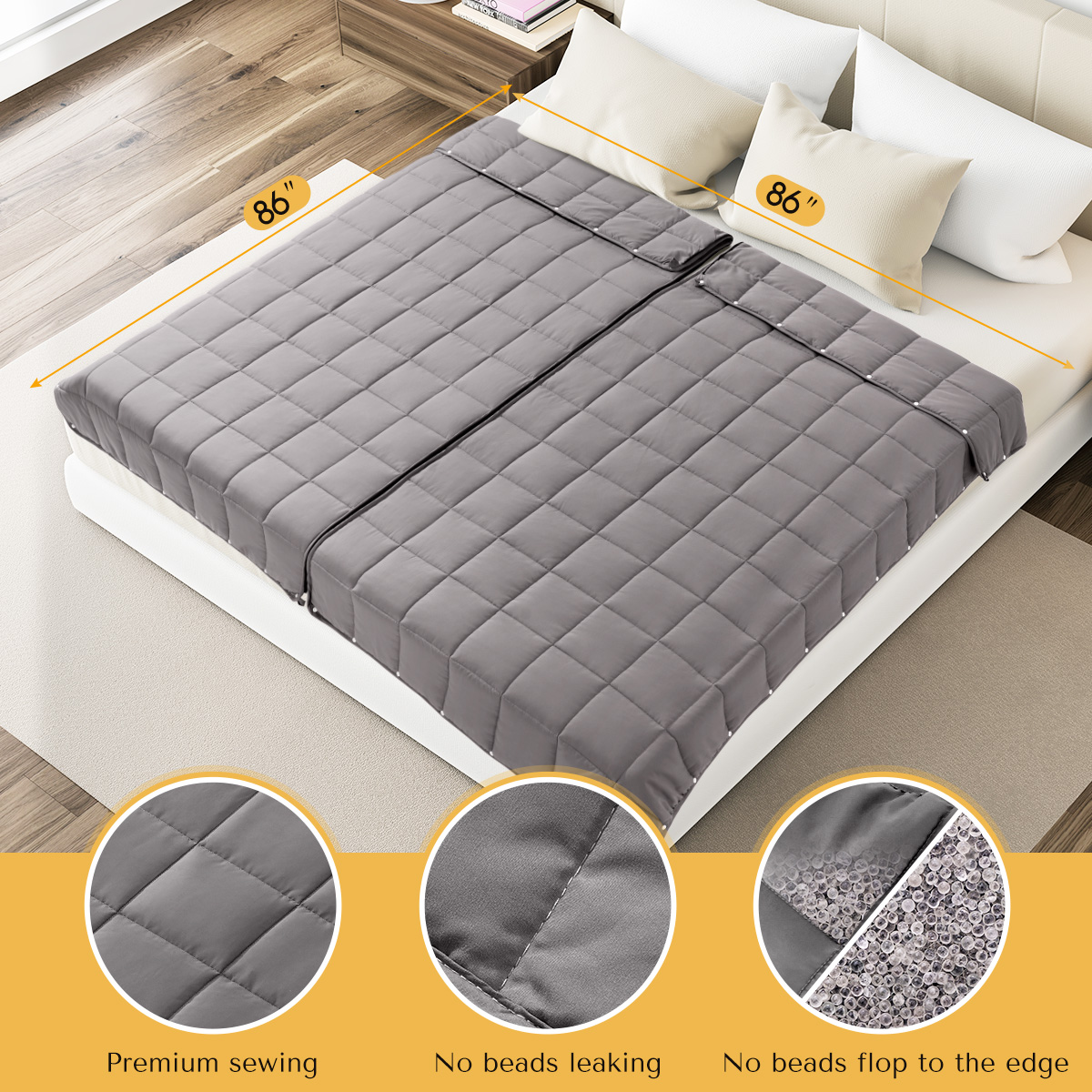 BESC 7Layer Weighted Blanket 20 lbs 2 in 1 with Zipper 86 x 86 in King