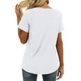 thumbnail image 4 of HUBERY Women Solid Color Pleated V Neck Short Sleeve Pullover Plain Top, 4 of 4