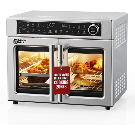 Magic Mill Ultra-Premium Dual-Zone Stainless Steel Air Fryers Toaster Oven, Extra Large 32QT Convection Oven with Next-Gen Technology