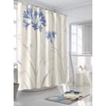 thumbnail image 3 of Boanket Polyester Fabric Blue Floral Beige Leaves Shower Curtain, Vintage Botanical Flowers Waterproof Bathtub Curtain Bathroom Decor Set with Hooks 66 x 72 Inches,, 3 of 6