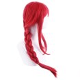thumbnail image 1 of Peluca larga para cosplay roja trenzada con flequillo, 65 cm, resistente al calor, 1 of 3