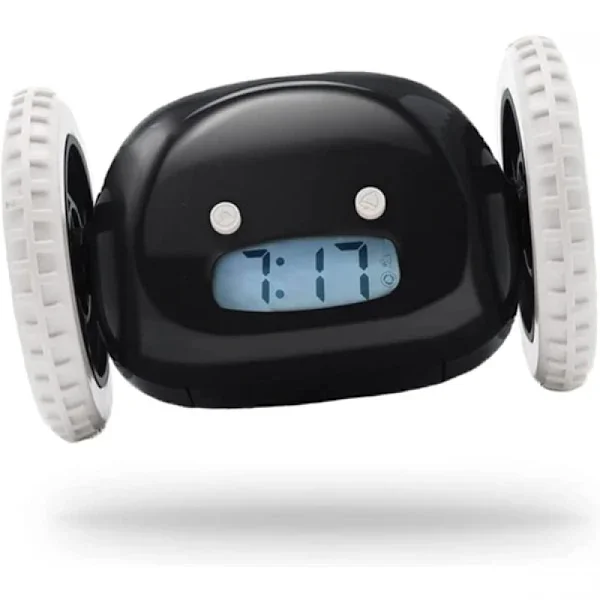 Rolling alarm clock - extra loud sound for heavy sleepers (Clockie Robo